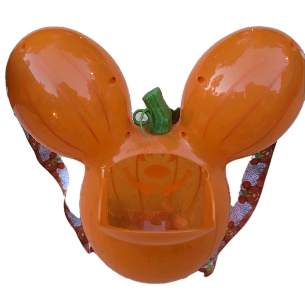 Cute Disney Parks Mickey Mouse Pumpkin Balloon Halloween Popcorn Bucket W/Strap - Picture 3 of 5